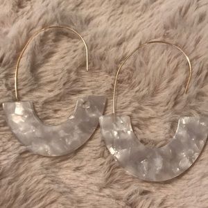 Chic Gold and White Hoop Earrings